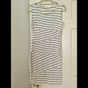 Calvin Klein layered dress white navy striped 4